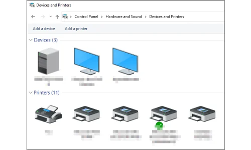 وضعیت چاپگر در منوی «Devices and Printers»